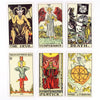 A collection of tarot cards featuring The Devil, Temperance, Death, Justice, and Wheel of Fortune.