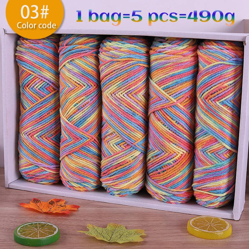 Multicolor Gradient Dyed Acrylic Yarn for Knitting & Crochet