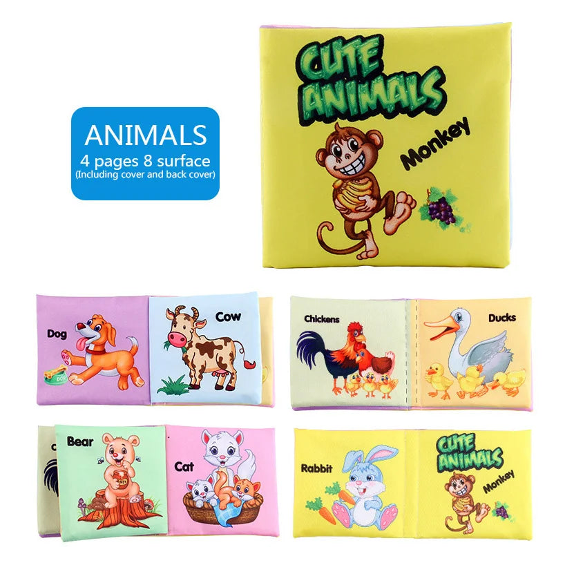 Soft Cloth Baby Books Set for Early Learning – Fruits, Animals, Numbers & More