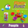 A set of colorful animal toys for color classification and sensory training, including a vertical container and various color