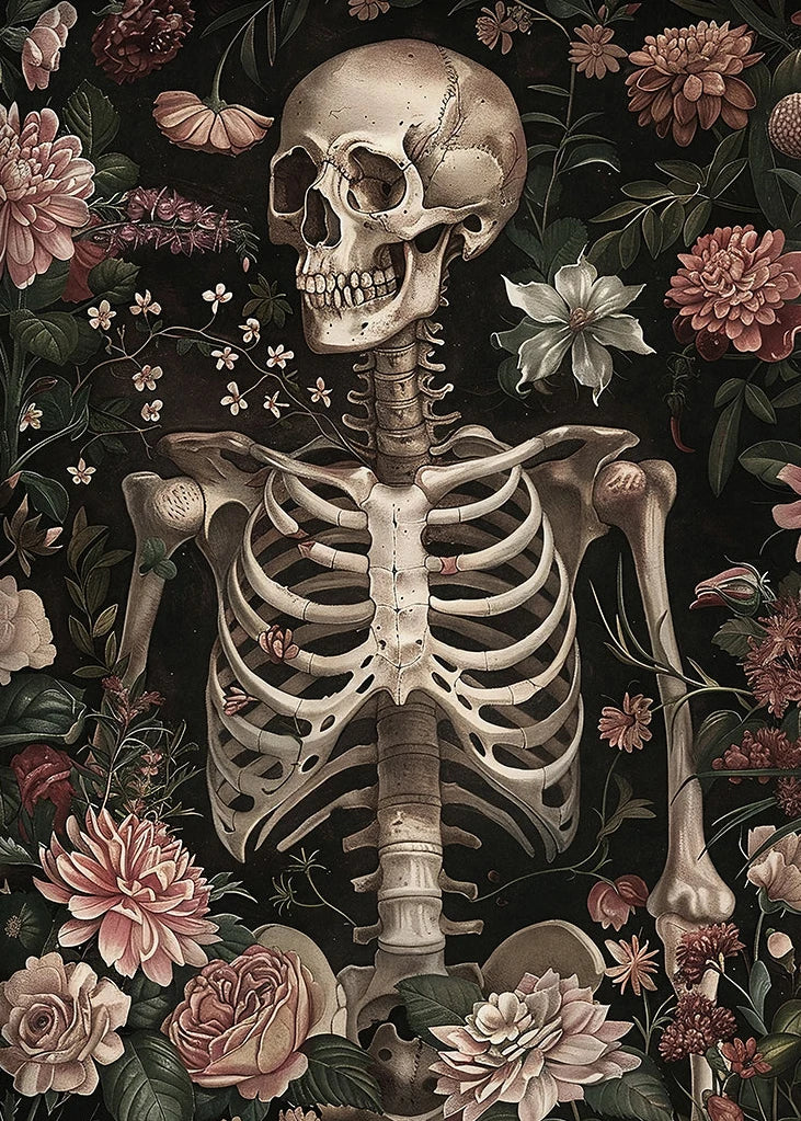 Dark Academia Anatomical Heart Canvas Art with Botanical Fragrance