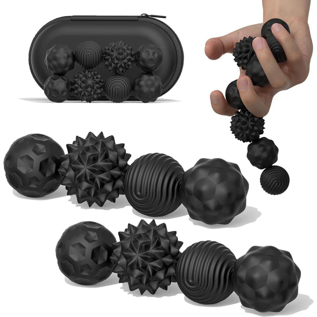 Magnetic Fidget Balls – Silicone Stress Relief Sensory Toys with 4 Textures
