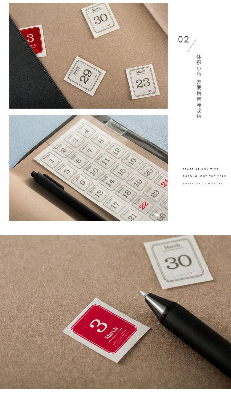 365-Day Calendar Decorative Sticker Set for Planners & Journals