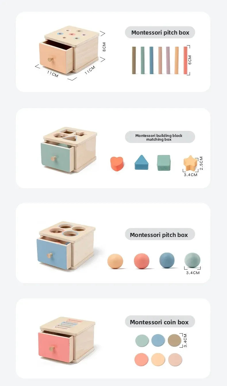 Wooden Color Shape Sorter with Drawer Box – Montessori Learning Toy
