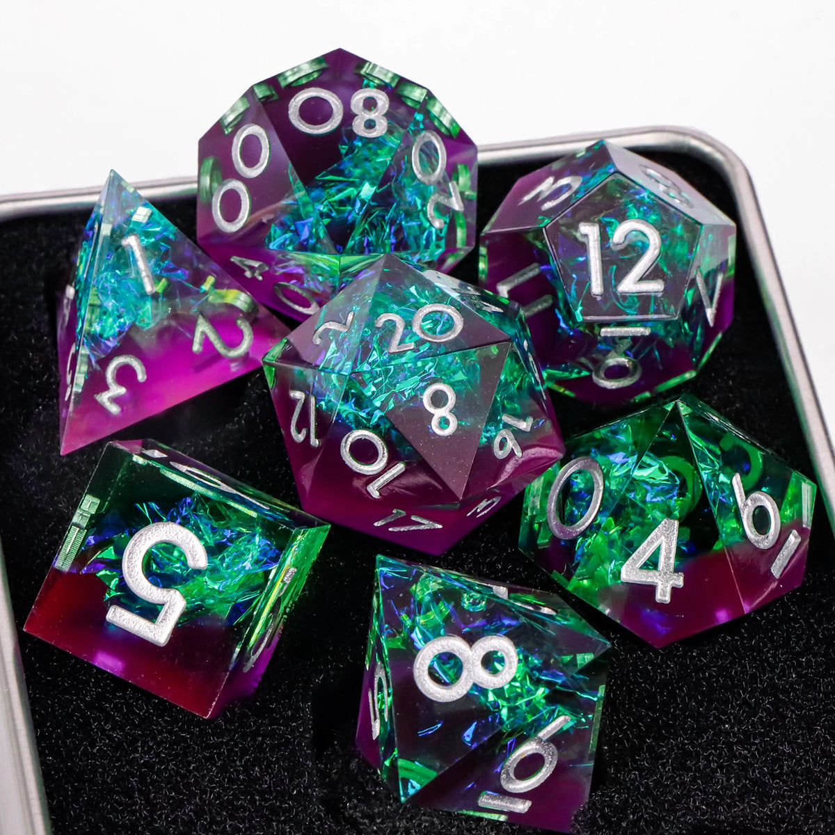 Resin Polyhedral Dice Set for Tabletop RPGs (7 Pieces)