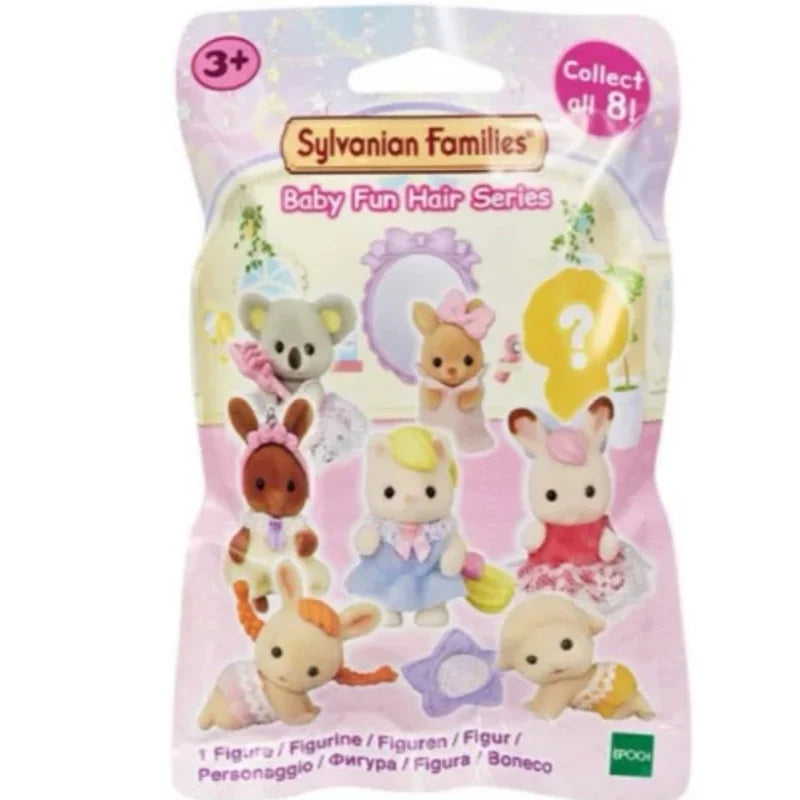 A package of Sylvanian Families Baby Fun Hair Series blind bag collectible figures.