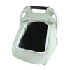 A light green breathable baby car seat cover with a sun shade and mosquito net.