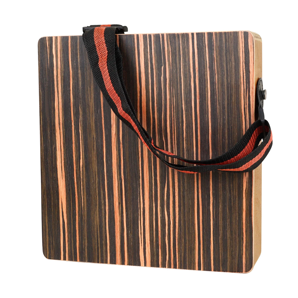 Compact Ebony Wood Cajon Drum with Adjustable Strap