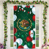 Viva Mexico door cover featuring an eagle, Mexican flag elements, and red and green balloons.