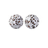 Pair of spherical silicone beads with a leopard print design for jewelry making and crafts