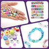 A colorful jewelry making kit featuring beads and charms, including stringed bracelets and beaded items.