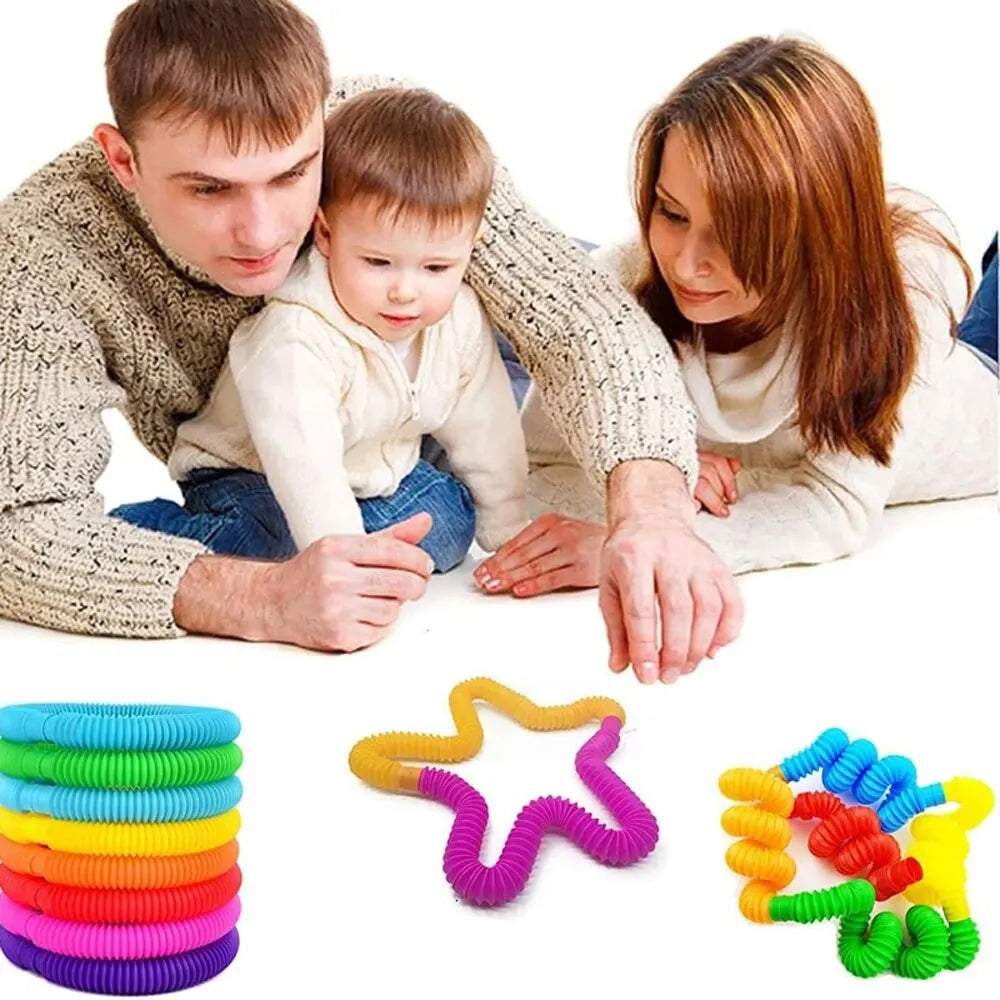 Colorful Telescopic Pop Tubes Sensory Toy Set (8 Pieces)