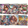 A set of diamond painting cards featuring floral and bird designs for a birthday card.