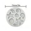 A silicone baking mold set featuring various sea creatures like a starfish, shell, and spiral shapes.
