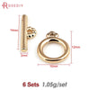A set of six 18K gold round O-toggle clasps for bracelets and jewelry making