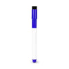 A flexible magnetic dry erase board with a blue cap and white body.