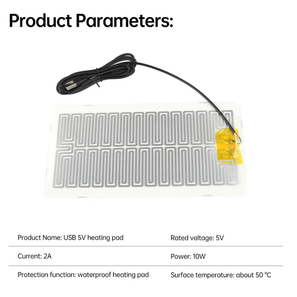 USB Heating Pad – Waterproof Portable Warm Plate for Desk, Pets & Plants