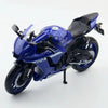 A blue Yamaha YZF-R1M 1:12 scale diecast motorcycle model shown in a profile view.