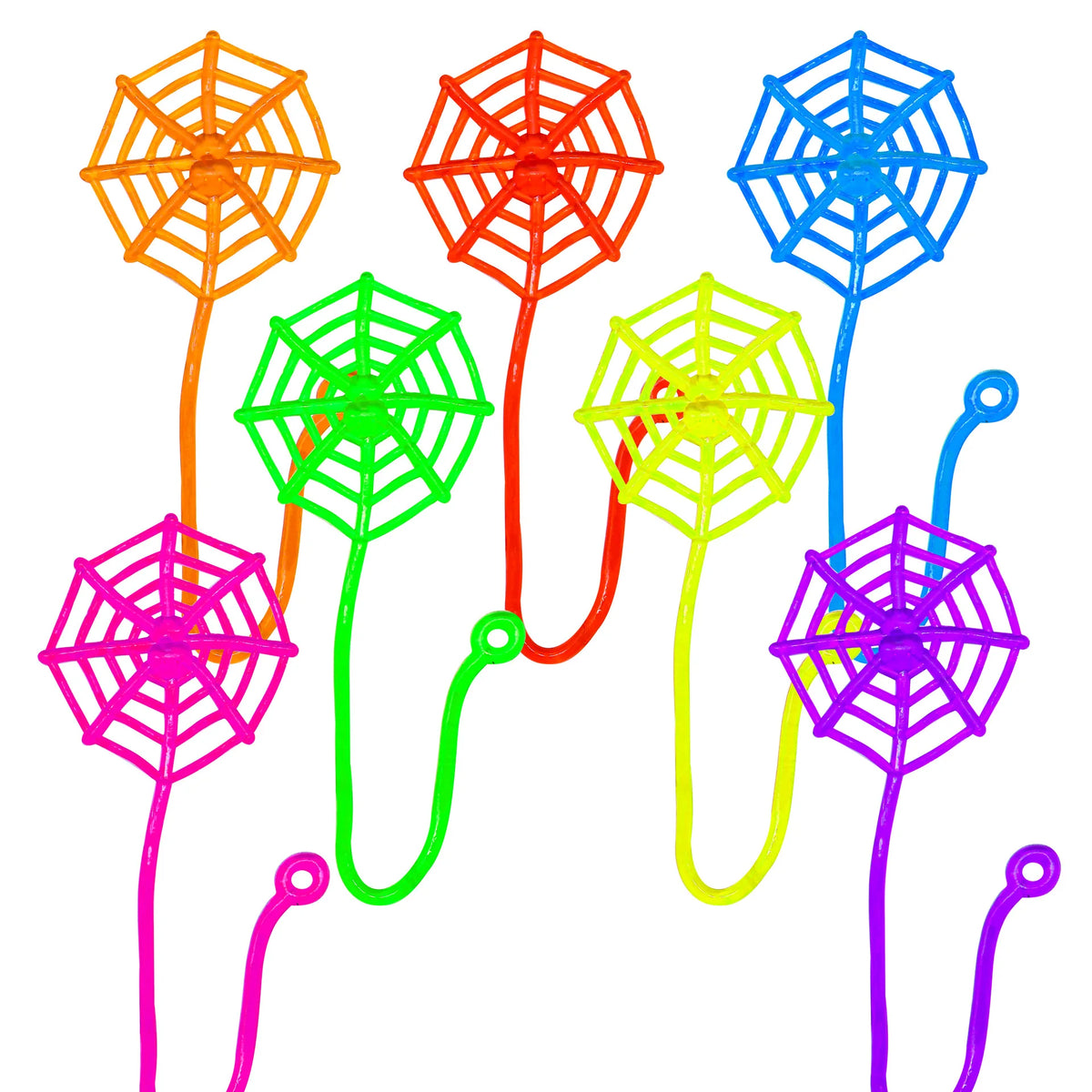 A set of ten Halloween skull and pumpkin fidget toys in various bright colors like orange, red, green, yellow, blue, and purp