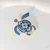 Gold-Plated Rhinestone Turtle Brooch Pin