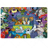 A jigsaw puzzle featuring characters from Scooby-Doo in various poses and scenes.