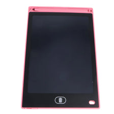 A pink 8.5-inch LCD writing tablet for kids with a black screen and a power button.