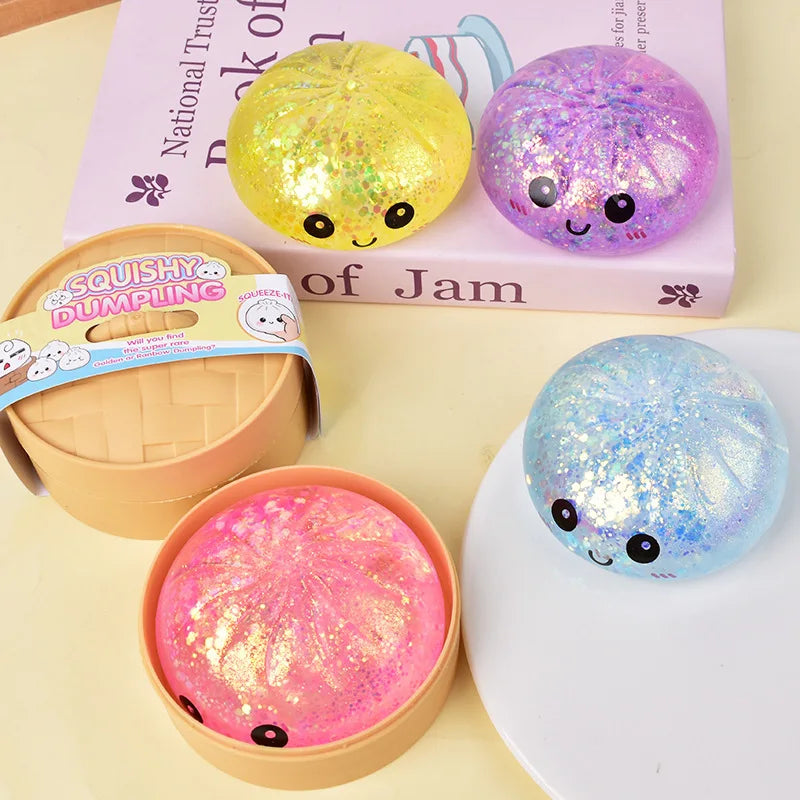 Glitter Dumpling Squishy Sensory Toy with Gift Box