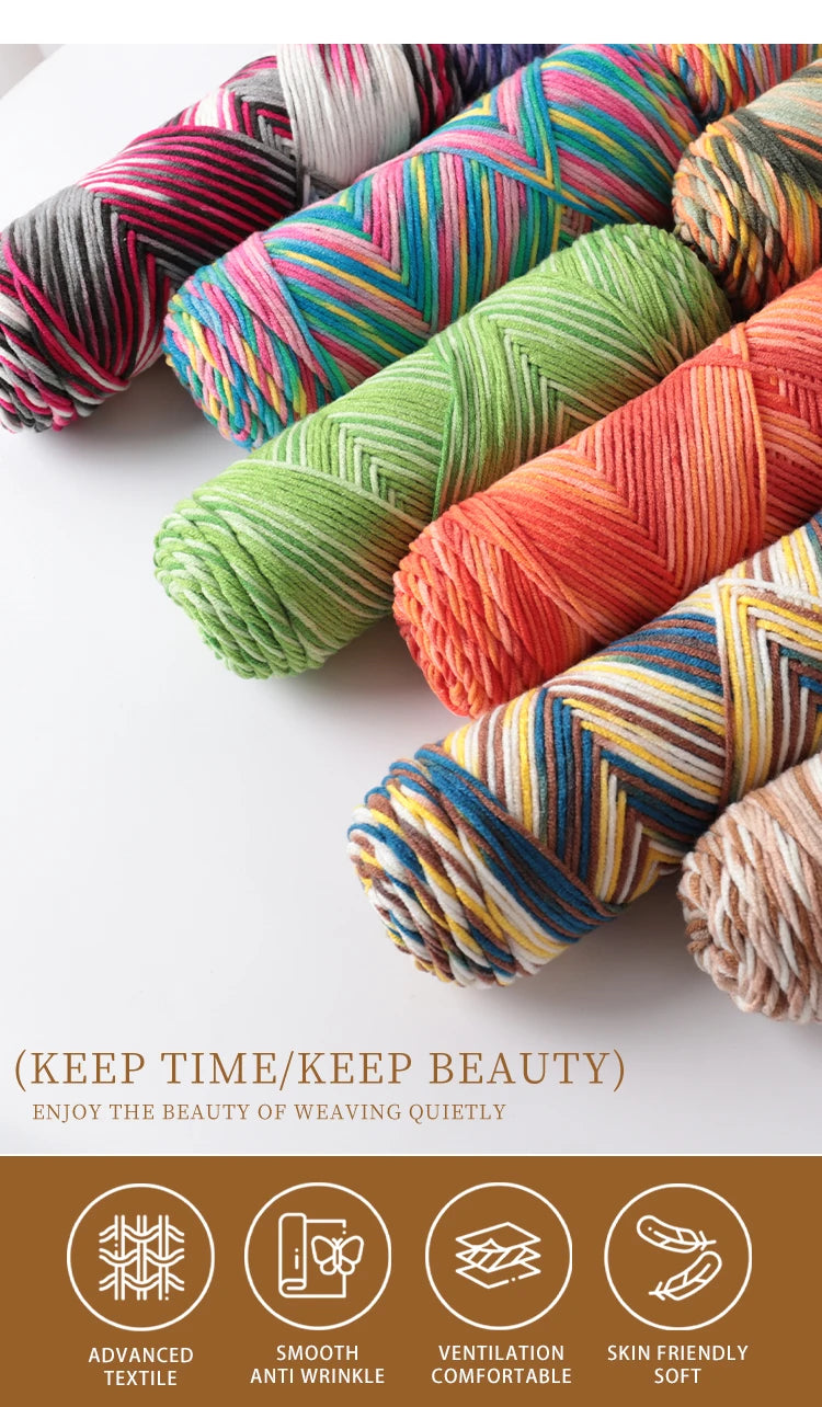 Multicolor Gradient Dyed Acrylic Yarn for Knitting & Crochet