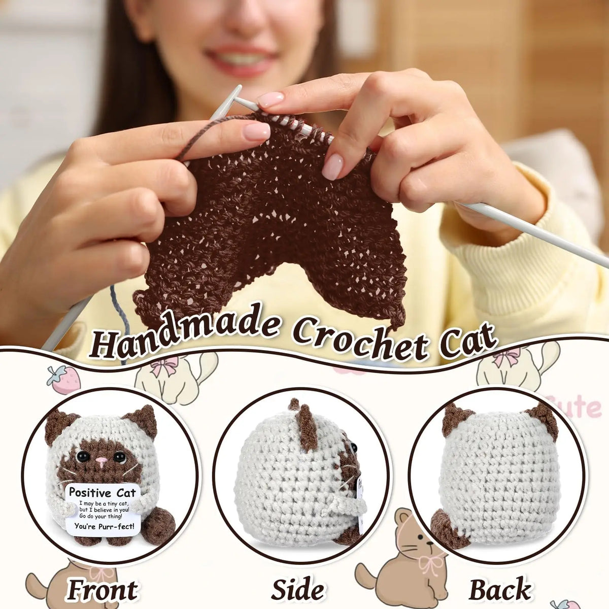 Handmade Crocheted Cat Plush – Positivity & Charm
