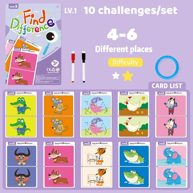 Spot the Difference Cards – Reusable Observation Game for Kids
