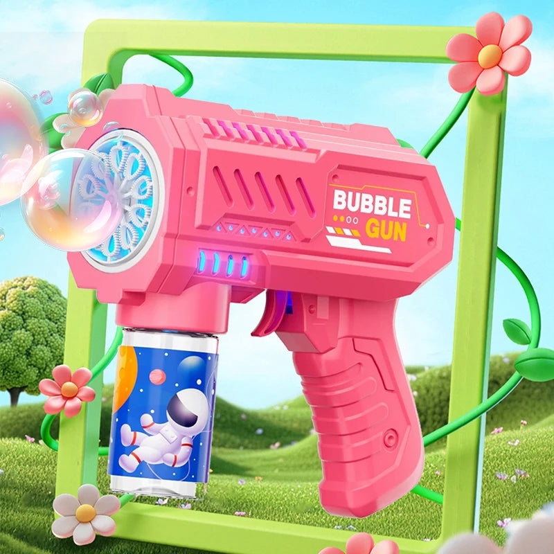Dinosaur Bubble Gun with LED Lights – Automatic Bubble Blower for Kids