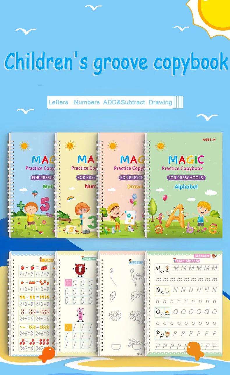 Reusable Magic Arabic Writing Practice Book for Kids