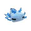 A soft blue axolotl plush toy with jagged blue accents and black eyes.