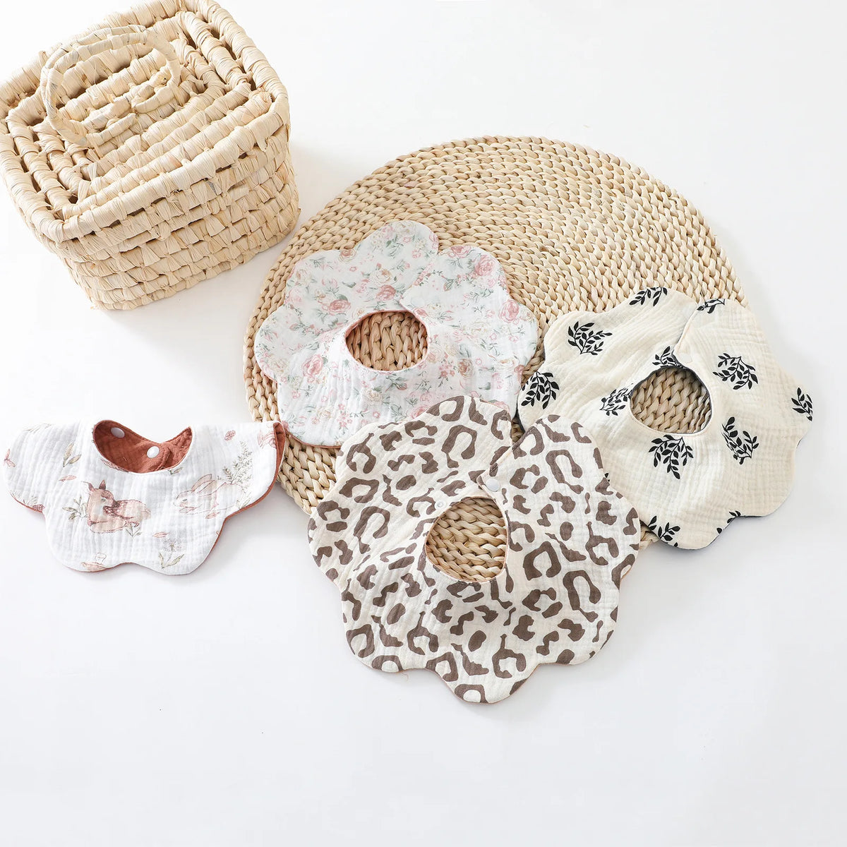 6-Layer Cotton Baby Bib with Reversible Design