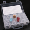 Clear plastic storage box for diamond painting supplies with individual organizer trays