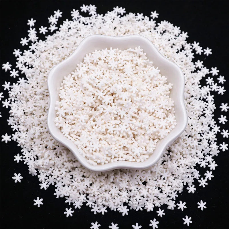 Festive Snowflake Polymer Clay Sprinkles for Crafts and Slime