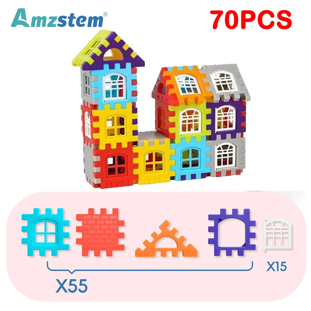 Large House Building Blocks Set with Window Designs – 140-Piece STEM Toy for Kids