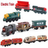 Wooden Train Set with Racing Track for Kids