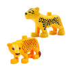 Yellow plastic zoo animal building blocks set featuring a lion figure.
