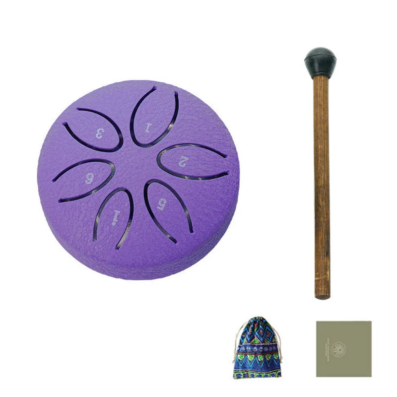 Mini Steel Tongue Drum with Mallet – 6 Notes, Portable Hand Pan for Meditation & Yoga