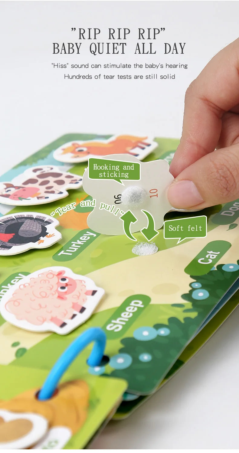 Montessori Quiet Book – Interactive Word Recognition & Early Learning Activity Book for Kids