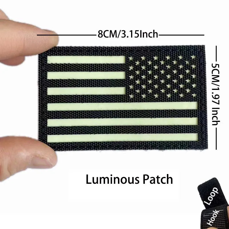 Reflective American Flag Tactical Patch with Glow-in-the-Dark Detail