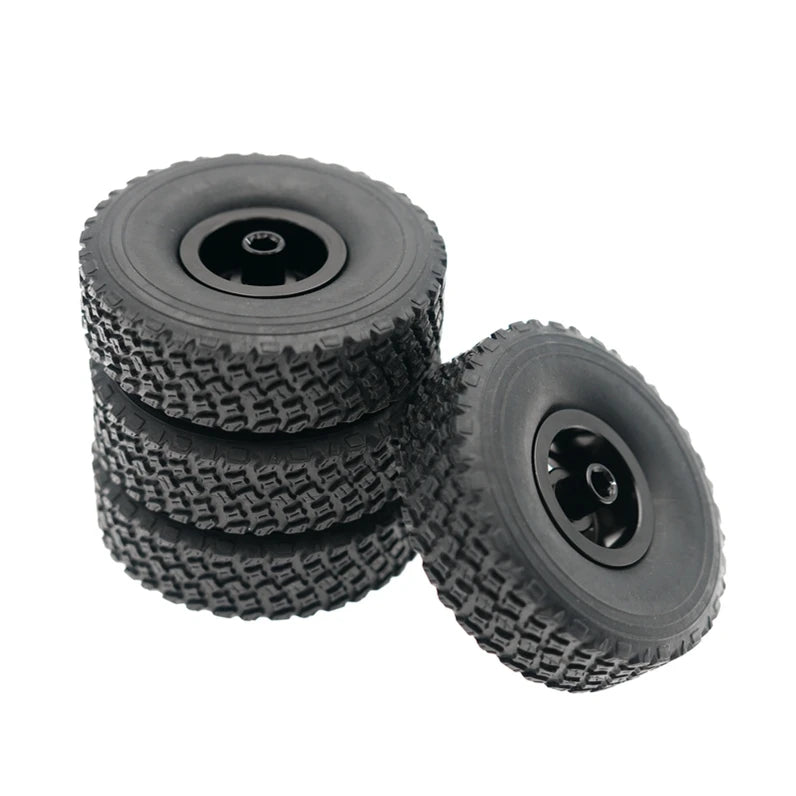 RC Car Metal Wheel Rims with Soft Rubber Tires (Set of 4)