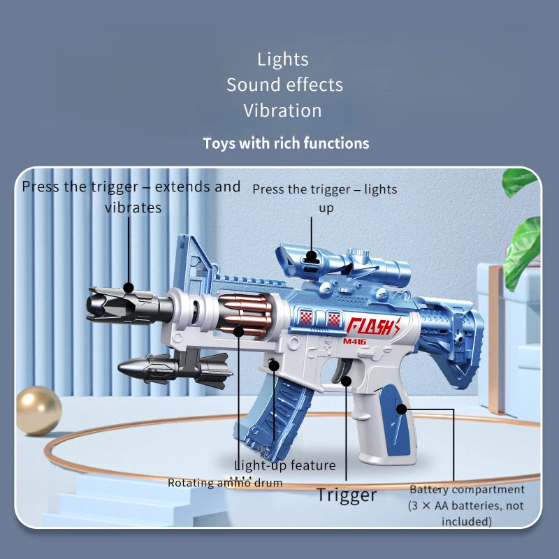 Light & Sound Toy Submachine Gun with Spinning Barrel