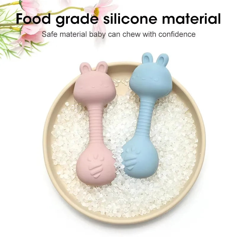 Rabbit Ear Silicone Baby Rattle & Teether Set