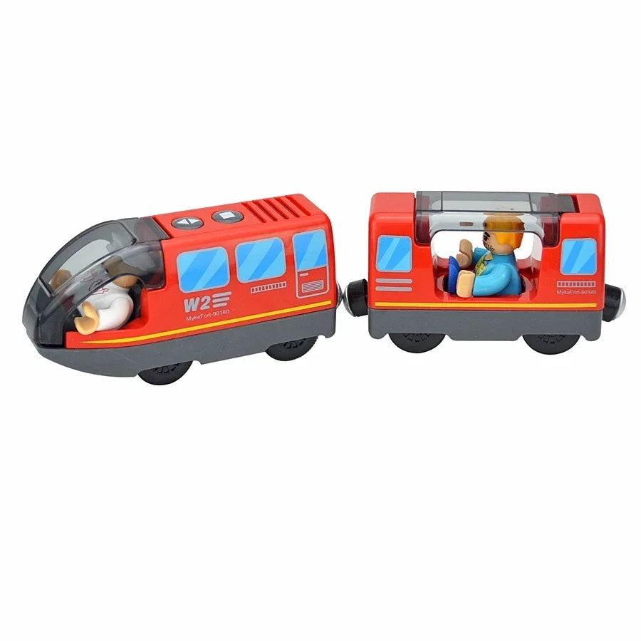 Magnetic Wooden Train Set with Locomotive and Two Carriages