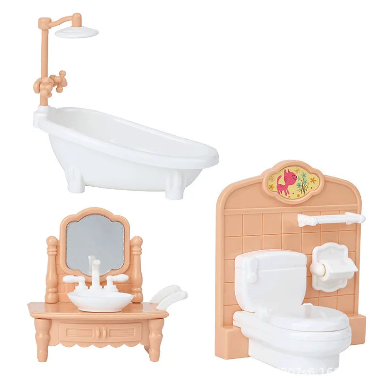 Mini Dollhouse Furniture Set – Bedroom & Kitchen Playset for Kids