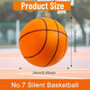 An orange No. 7 silent basketball is shown against a blurred outdoor background.