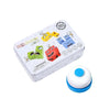 A box of a wooden face-changing cube puzzle game for kids with various facial expressions.