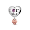 Silver-Plated Heart Charm Bead with Cubic Zirconia for Bracelets and DIY Jewelry